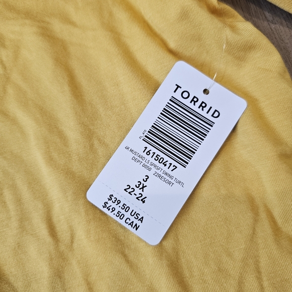 NWT Torrid Mustard Long Sleeve Super Soft Turtleneck Swing Tee T-shirt - Picture 5 of 8